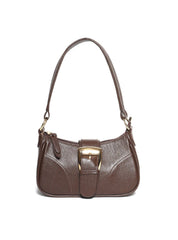 Bolsa Baguette Pequena Couro Fivela Grande Cacau BSI-5879 - CA