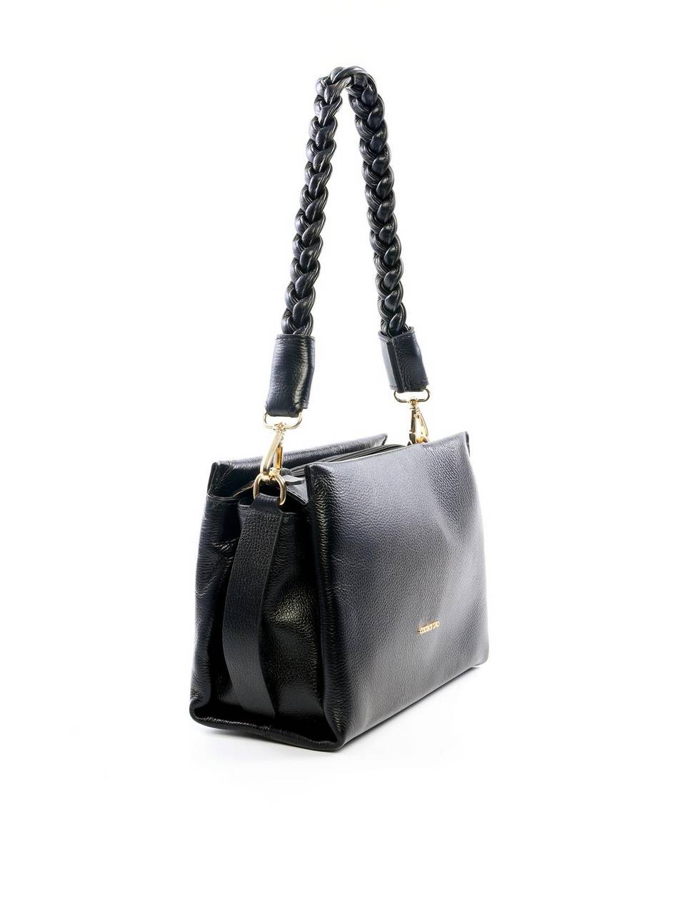 Bolsa Tote com Alça Trançada de Mão - Preta BSI-6078 - PR