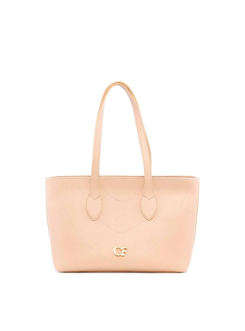 Bolsa Shopper Tiracolo Lisa em Sintético com Costuras - Nude BSI-6184 - NU