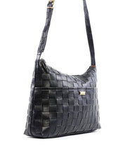 Bolsa Hobo Transversal em Tressê - Preta BSI-6123 - PR