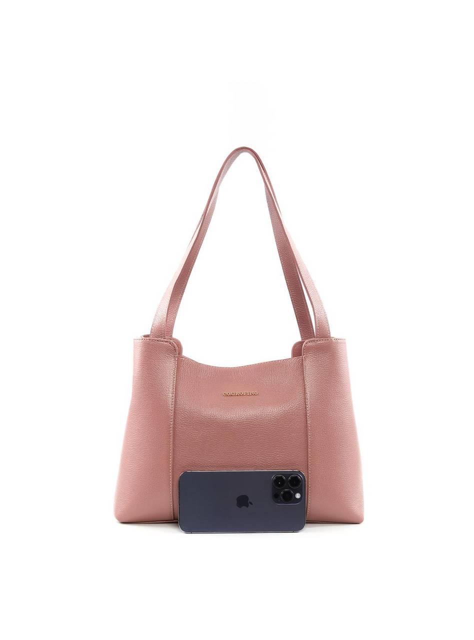 Bolsa Tote Quadrada com 3 Divisórias - Nude BSI-6398 - NU