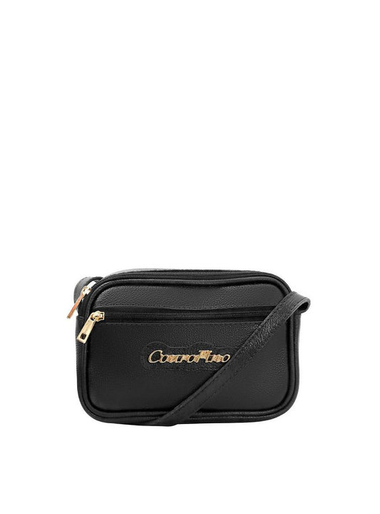 Bolsa Clutch Couro Pequena Transversal Ziper Preta BSI-5677 - PR