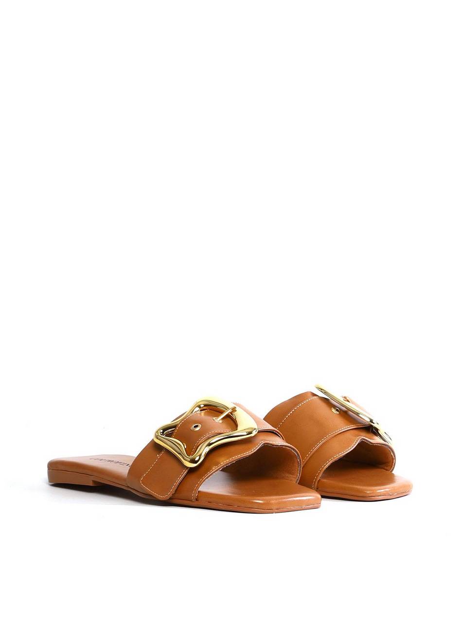Rasteira com Maxi Fivela e Ilhoses - Nude SDI-12001 - NU