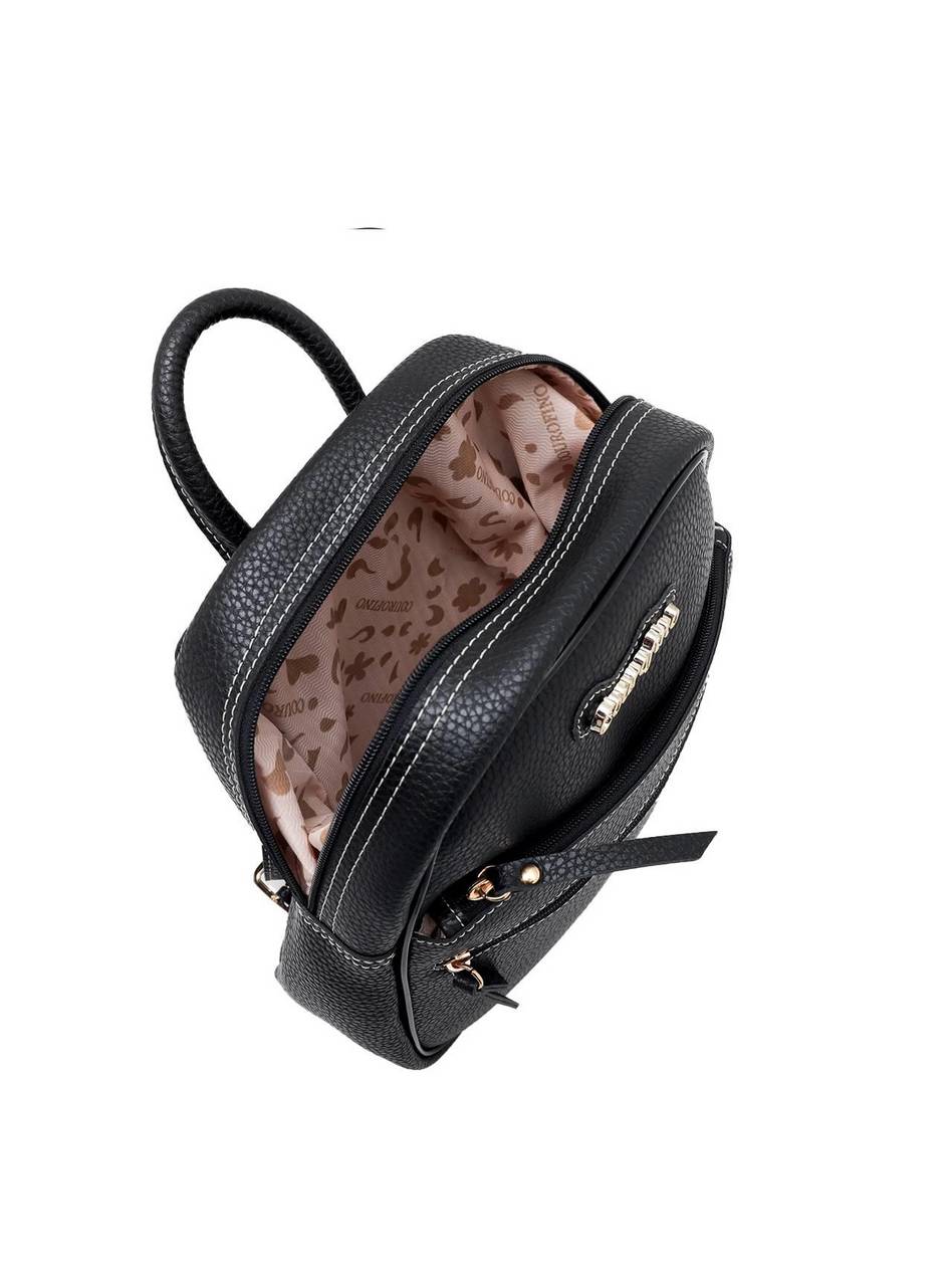 Mochila Feminina Casual Pequena Zíperes Preta MEI-383 - PR