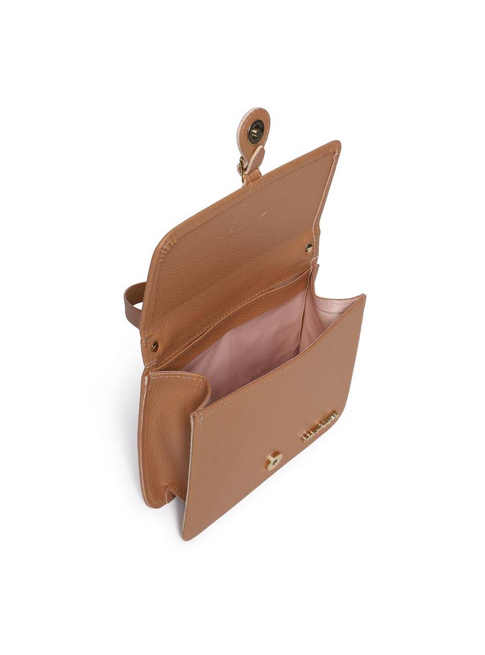 Bolsa Feminina Couro Pequena Saddle Transversal Nude BSI-5897 - NU