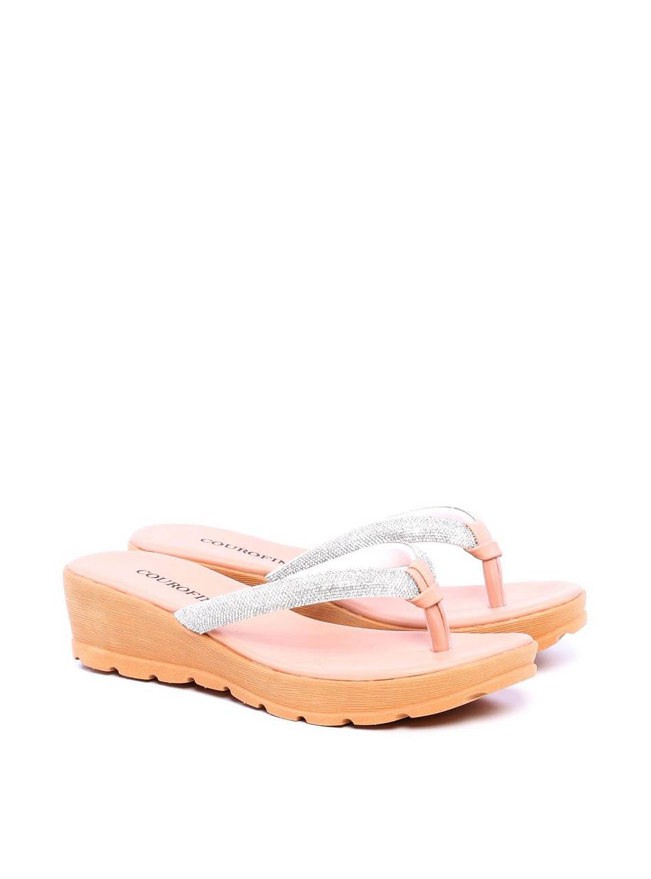 Sandália Feminina Tamanco Anabela Comfort Nude SDI-11699 - NU
