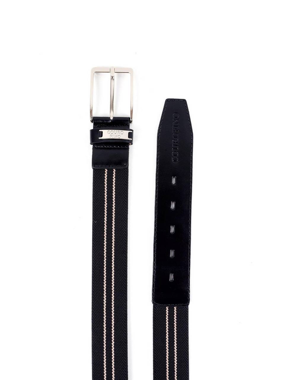 Cinto Masculino Casual em Lona e Couro - Preto CTI-1014 - PR