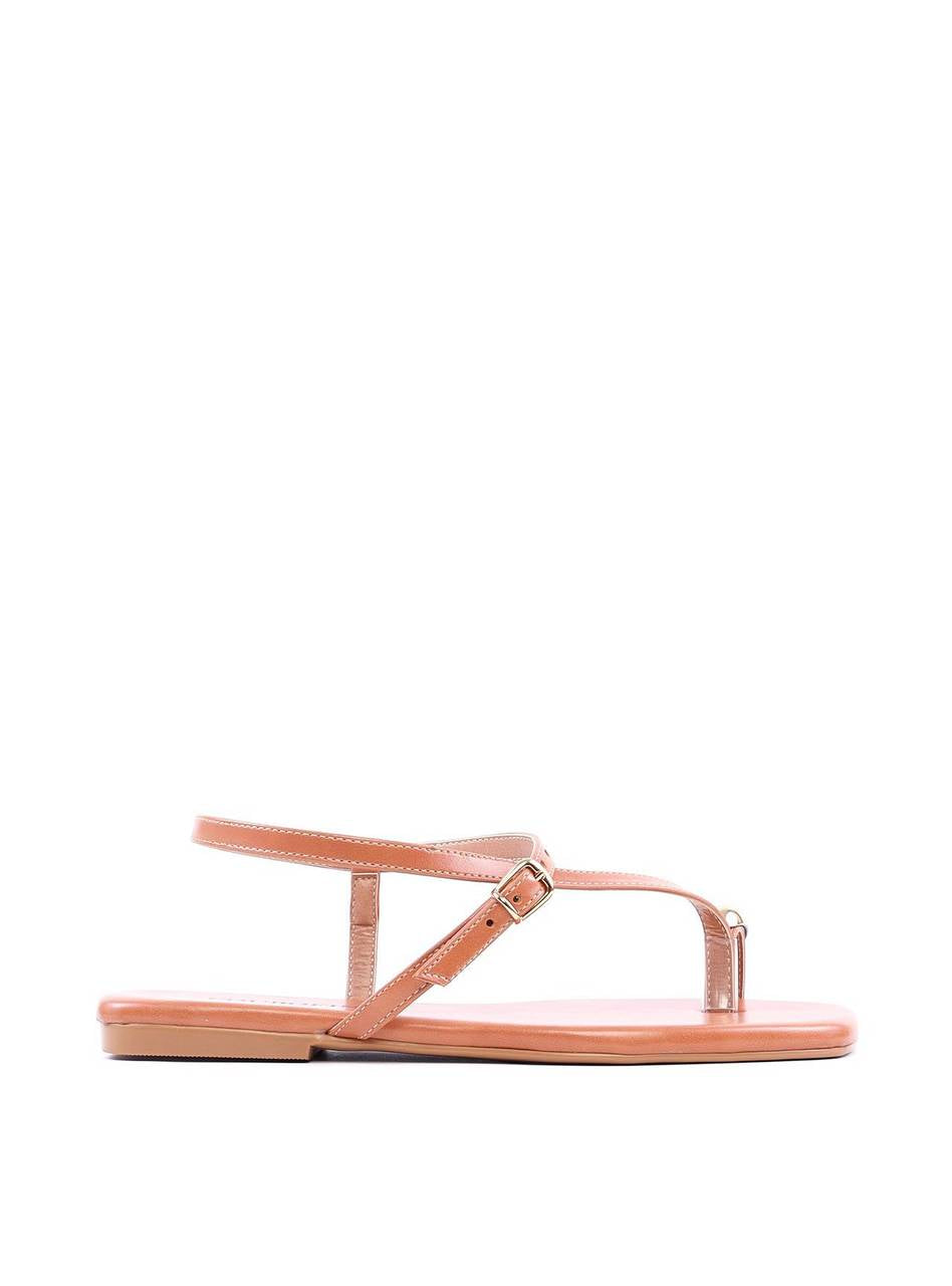 Rasteira de Dedo com Detalhe Ouro e Tiras Finas - Nude SDI-11780 - NU
