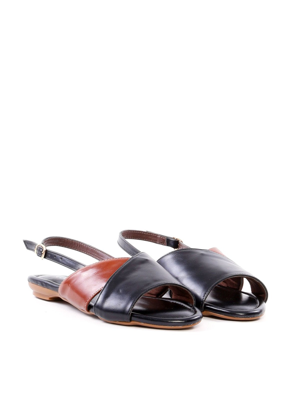 Sandália Rasteira Tiras Cruzadas Bicolor SDI-12269 - PR