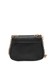 Bolsa Saddle Couro Transversal Alça Corrente Preta BSI-4334 - PR