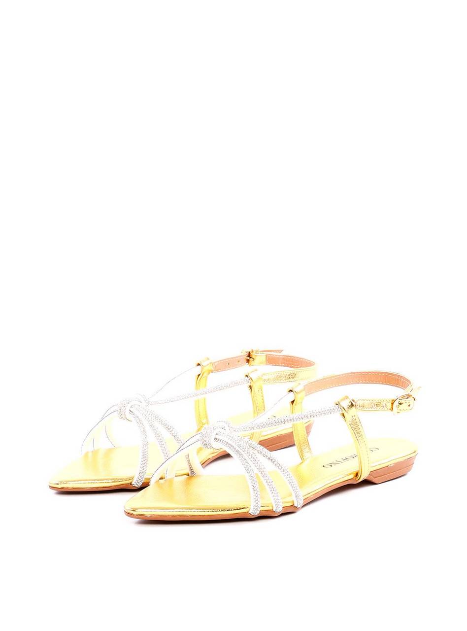 Rasteira Bico Fino com Tira de Strass - Ouro SDI-11937 - AU