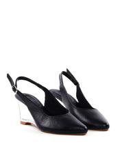 Scarpin Slingback com Salto Anabela em Acrílico - Preta SDI-12067 - PR