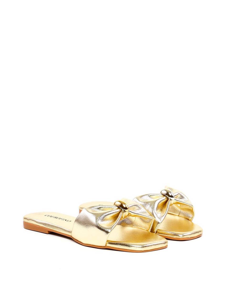 Rasteira Drapeada Enfeite Orgânico - Ouro SDI-11983 - AU