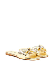 Rasteira Drapeada Enfeite Orgânico - Ouro SDI-11983 - AU