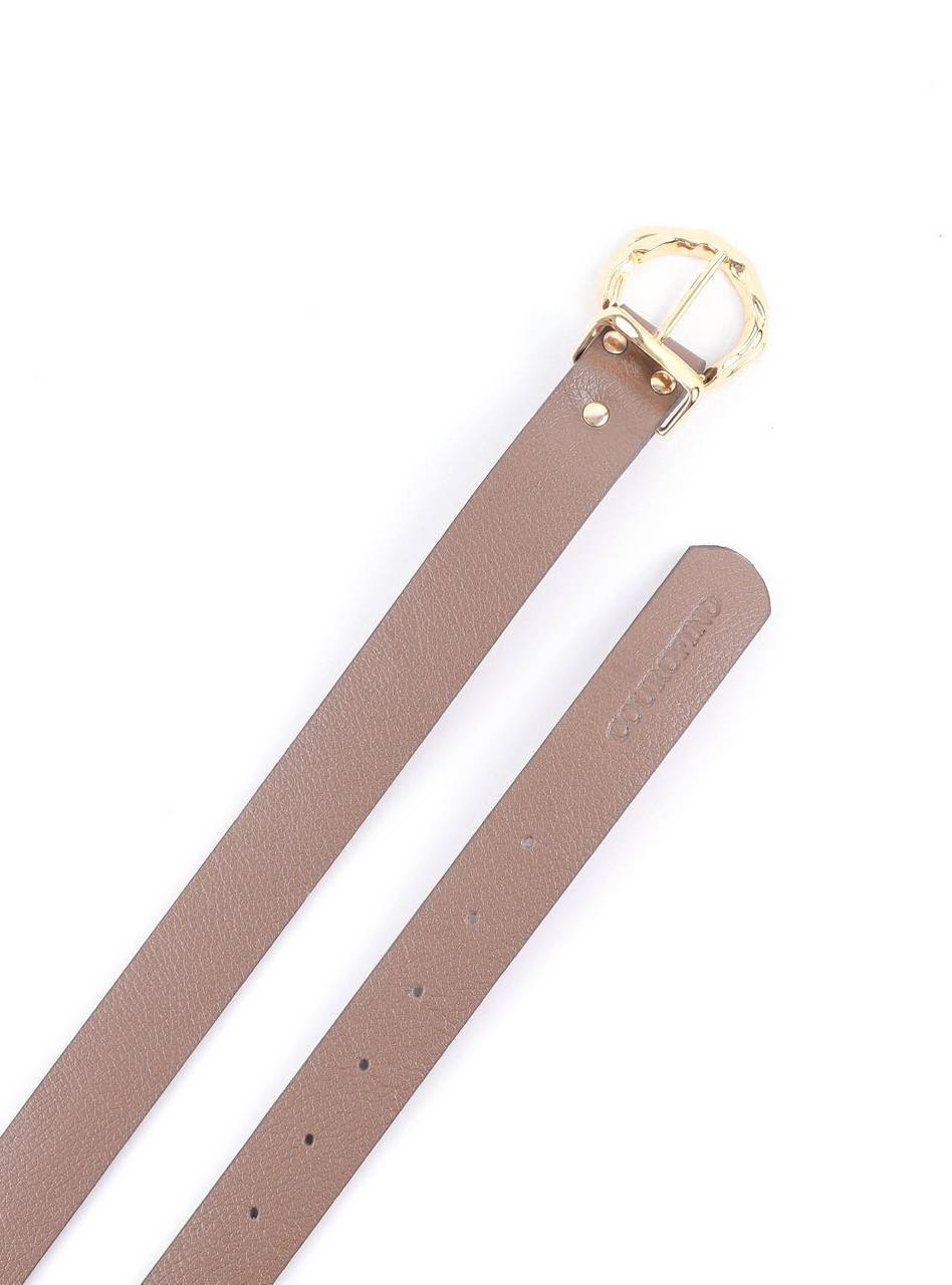 Cinto Feminino Largo de Couro com Fivela Orgânica - Nude CTI-992 - NU