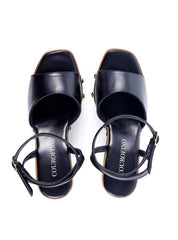 Sandália salto Plataforma com Detalhes Laterais - Preta SDI-11763 - PR