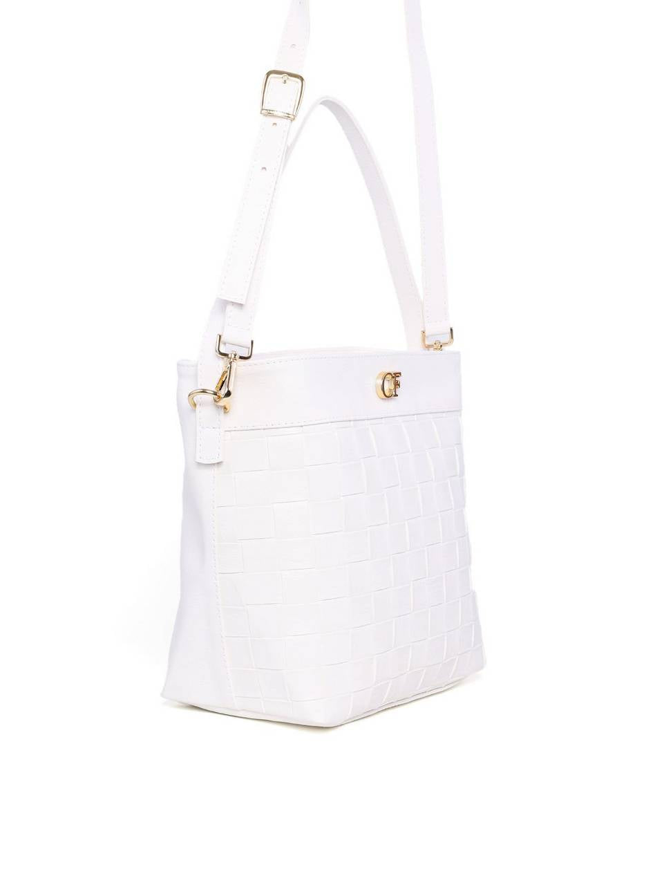 Bolsa Tote com Alça Dupla em Tressê - Branca BSI-6212 - BR