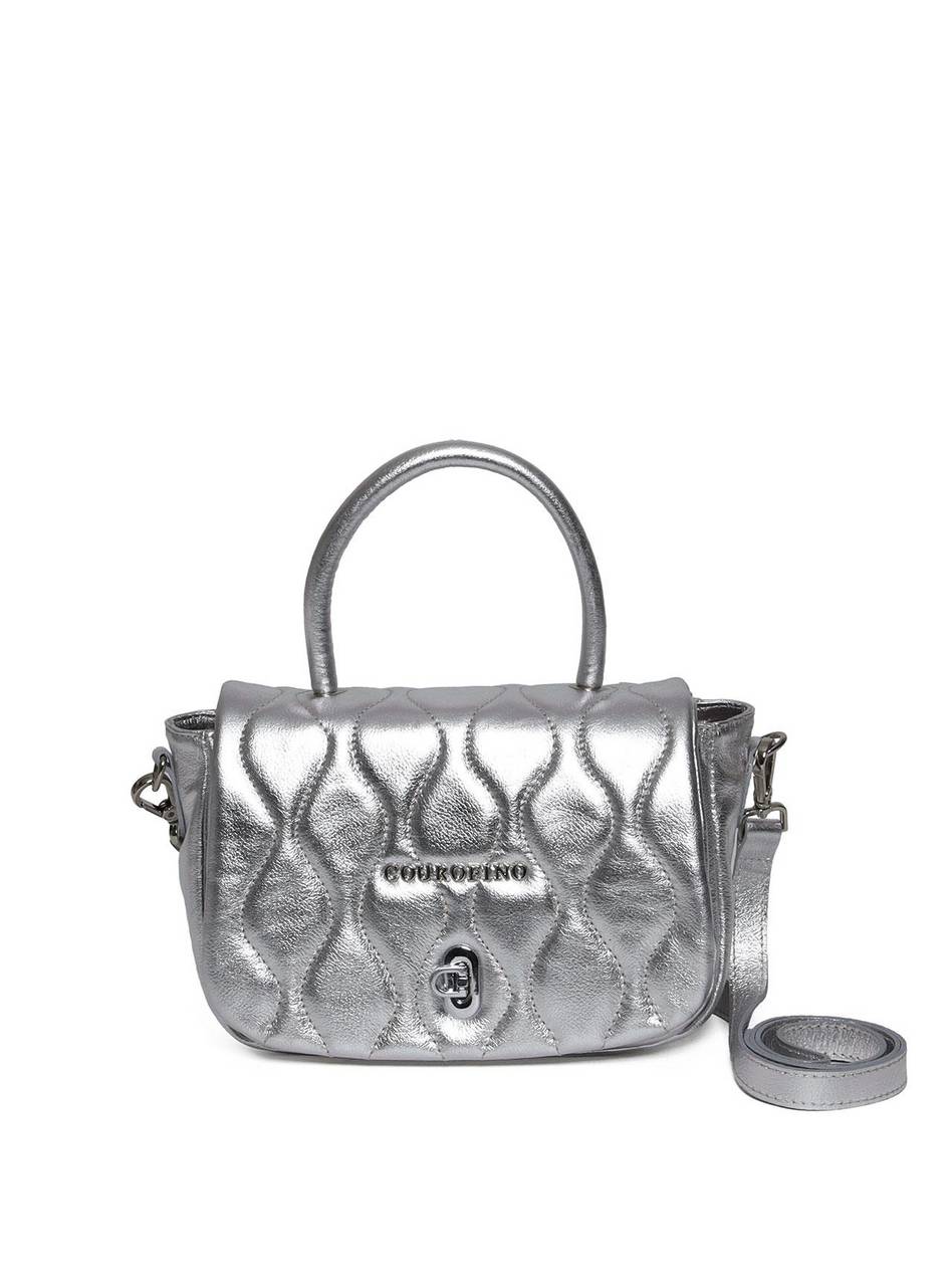 Bolsa Satchel Pequena Couro Alça Dupla - Prata BSI-5978 - PT