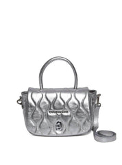 Bolsa Satchel Pequena Couro Alça Dupla - Prata BSI-5978 - PT