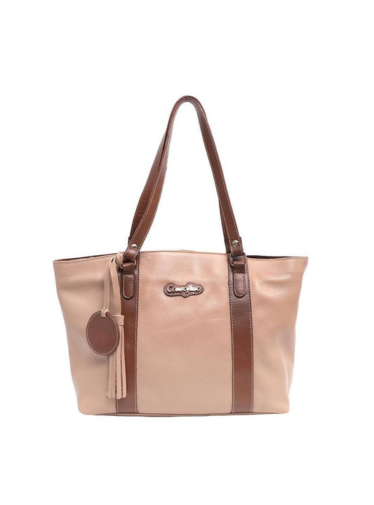 Bolsa Shopper Couro Tiracolo Bolinha Nude BSI-5074 - NU