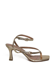 Sandália Feminina Couro Salto Fino - Ouro SDI-11648 - AU