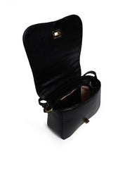 Bolsa Satchel Pequena Couro Tiracolo Preta BSI-5954 - PR