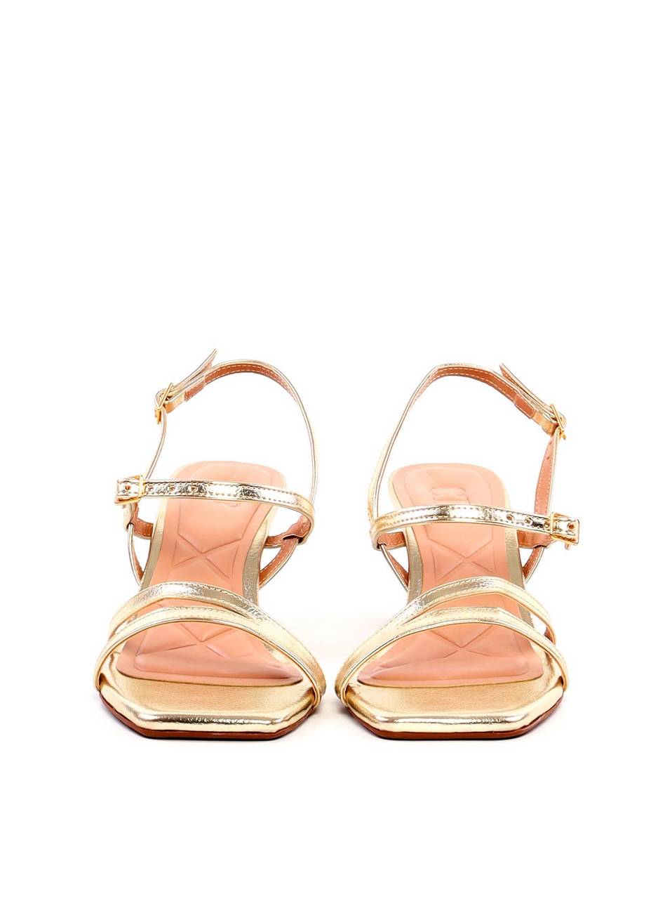 Sandália de Salto Fino com Tiras e Fivelas - Ouro SDI-11974 - AU