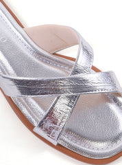 Sandália Rasteira Slide com Tiras Cruzadas Finas SDI-12266 - PT
