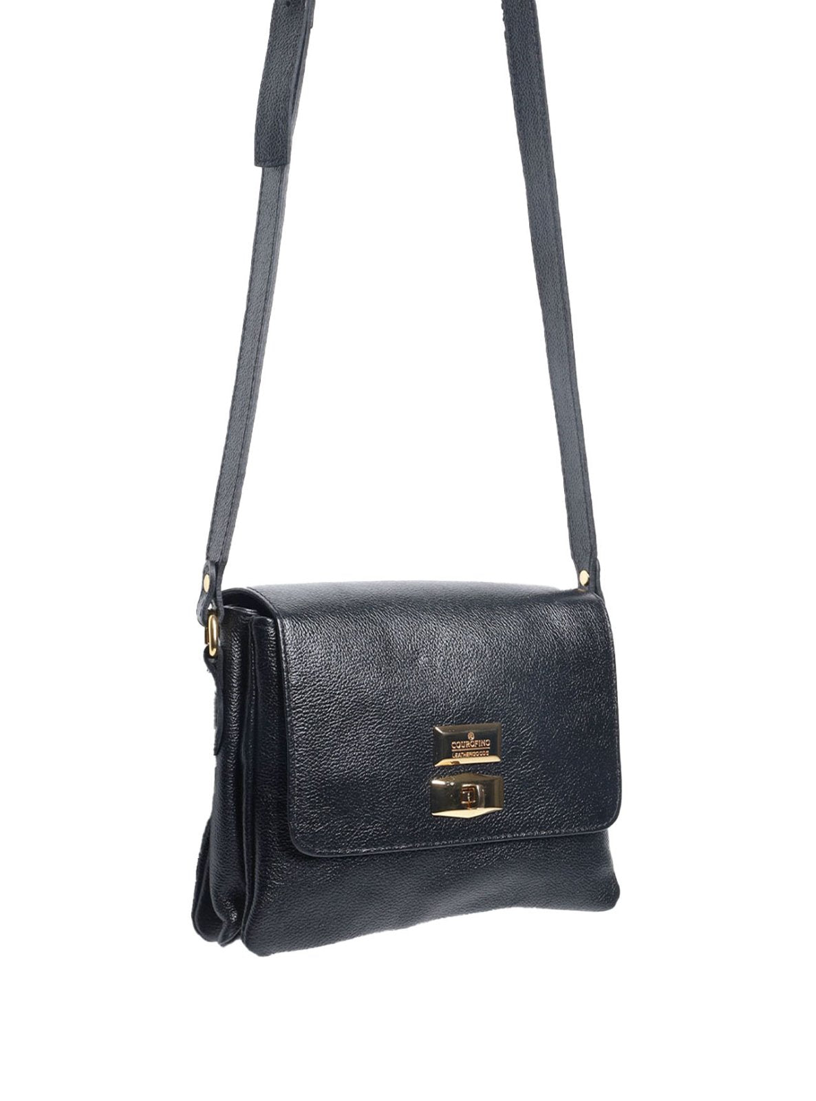 Bolsa Saddle Pequena Couro Alça Regulável Preta BSI-5739 - PR
