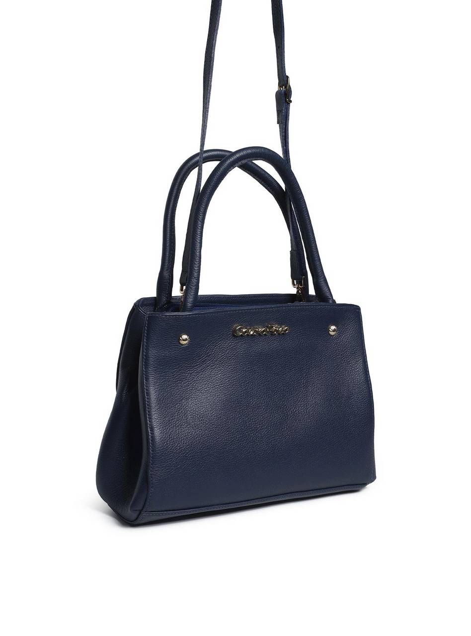 Bolsa Tote Tiracolo Três Divisórias Couro Azul BSI-4355 - AZ