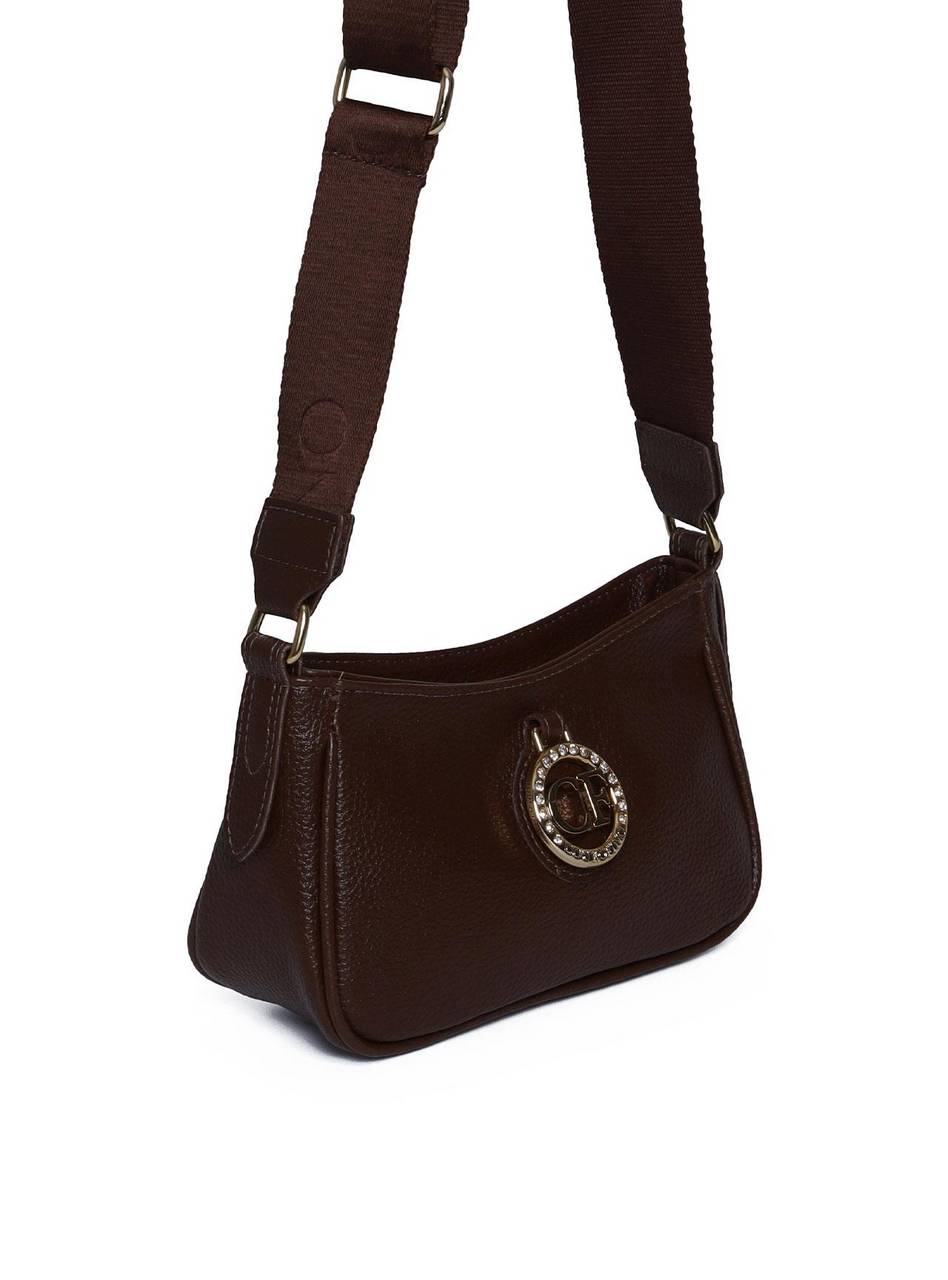 Bolsa Hobo Transversal com Bag Charm - Cacau BSI-5977 - CA