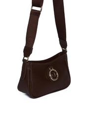 Bolsa Hobo Transversal com Bag Charm - Cacau BSI-5977 - CA