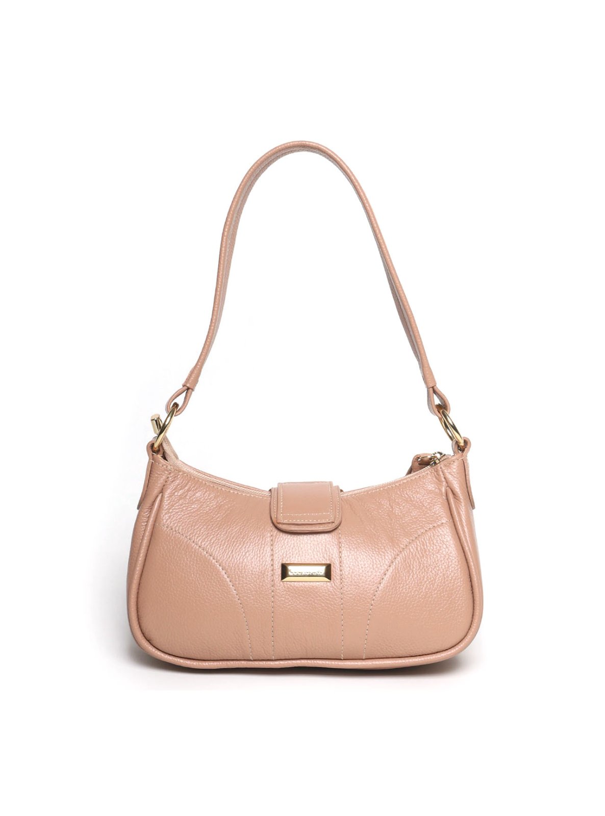 Bolsa Baguette Pequena Couro Fivela Grande Nude BSI-5879 - NU