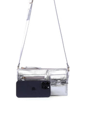 Bolsa Transversal Retangular Laço - Prata BSI-6383 - PT