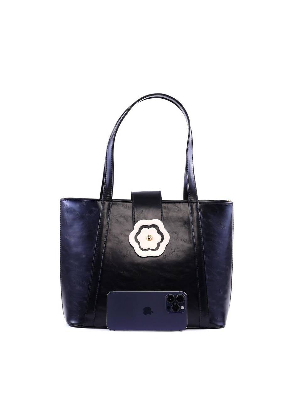 Bolsa Tote com Flor Frontal - Nude BSI-6359 - PR