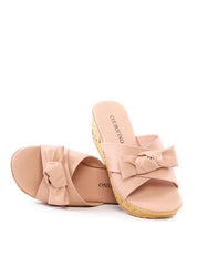 Tamanco Anabela de Cortiça com Laço - Nude SDI-12179 - NU