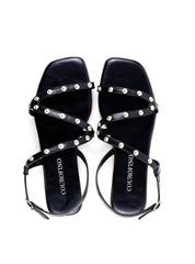 Rasteira de Tiras com Tachas - Preta SDI-11904 - PR