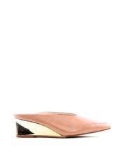 Mule Bico Fino Salto Anabela Metalizado - Nude SDI-12141 - NU