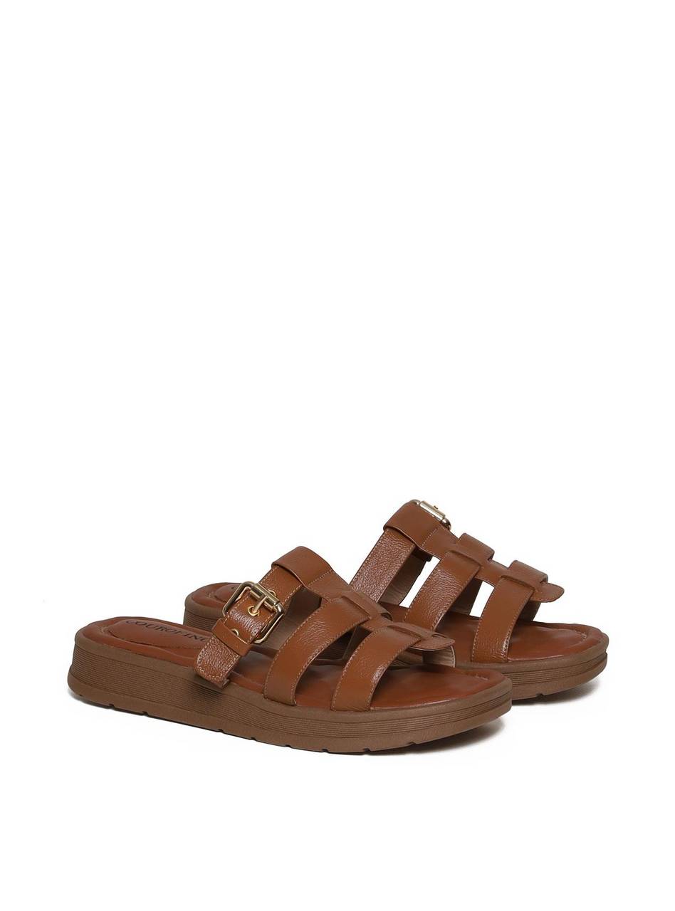 Sandália Flatform com Tiras Entrelaçadas e Fivela - Castor SDI-11659 - CS
