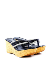 Tamanco Plataforma com Tiras e Strass - Preta SDI-11827 - PR