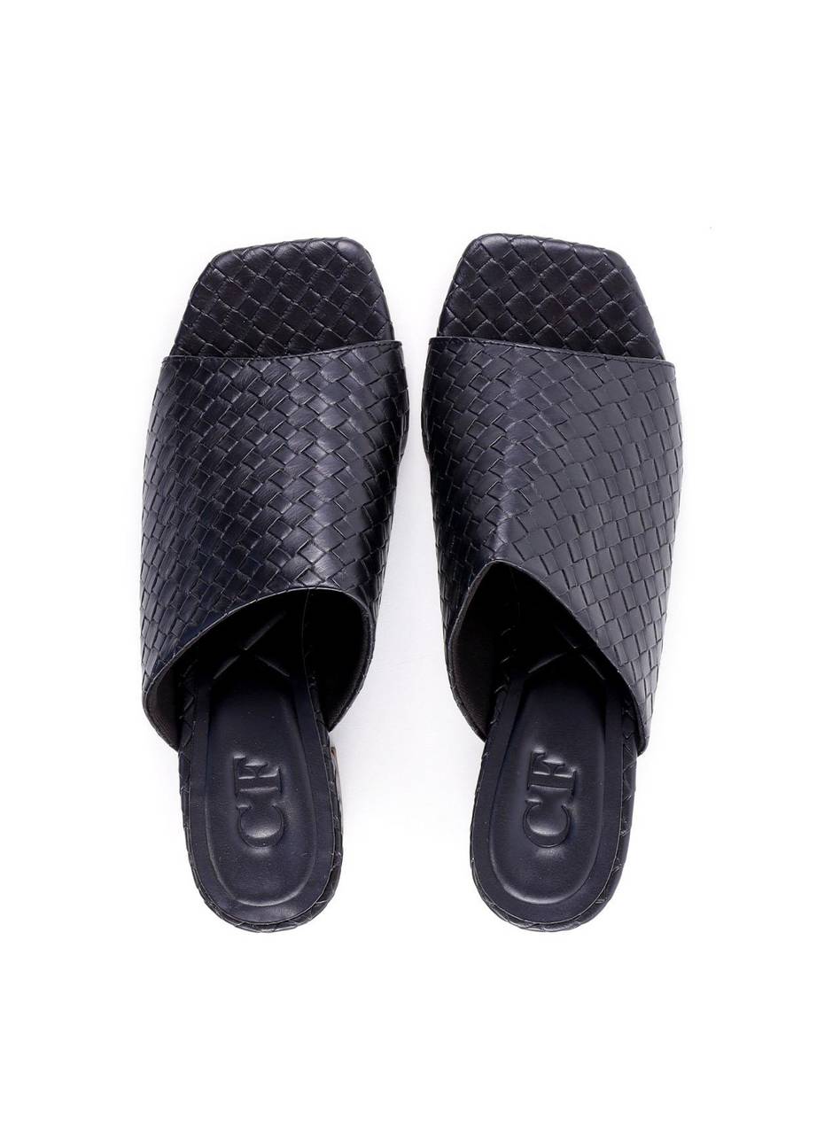 Tamanco Salto Bloco em Tressê - Preta SDI-11949 - PR