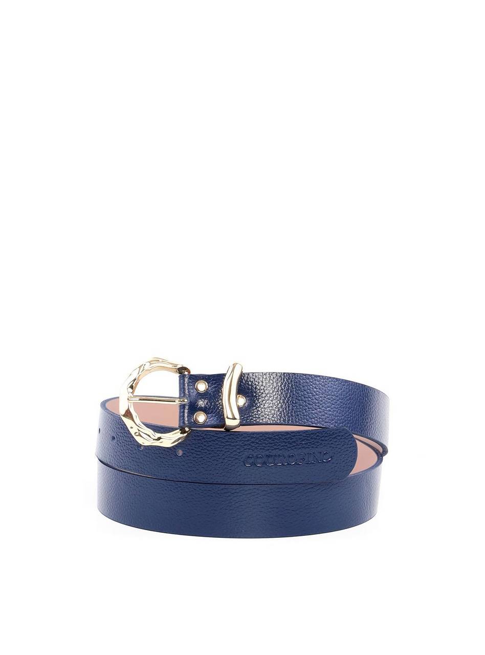 Cinto Feminino Largo de Couro com Fivela e Passador Orgânico - Azul CTI-992 - AZ