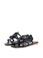Rasteira Slide com Duas Flores - Preta SDI-11848 - PR