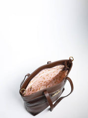 Bolsa Tote Média Couro Transversal Cacau BSI-5861 - CA