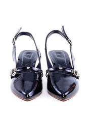 Scarpin Slingback Salto Kitten e Fivelas - Preta SDI-11759 - PR
