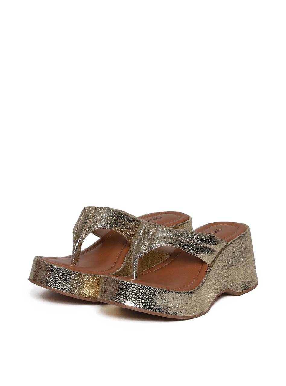 Tamanco Plataforma de Dedo com Detalhes de Costura - Ouro SDI-11663 - AU