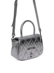 Bolsa Satchel Pequena Couro Alça Dupla - Prata BSI-5978 - PT