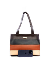 Bolsa Tote Estruturada com Retalhos - Cacau BSI-6464 - CA