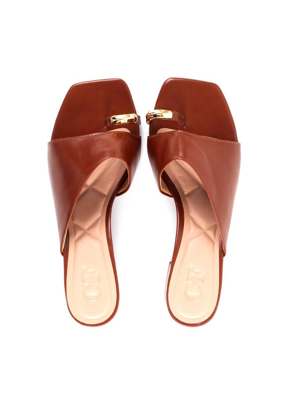 Tamanco Salto Bloco Tira Assimétrica Enfeite Dedo - Castor SDI-12041 - CS