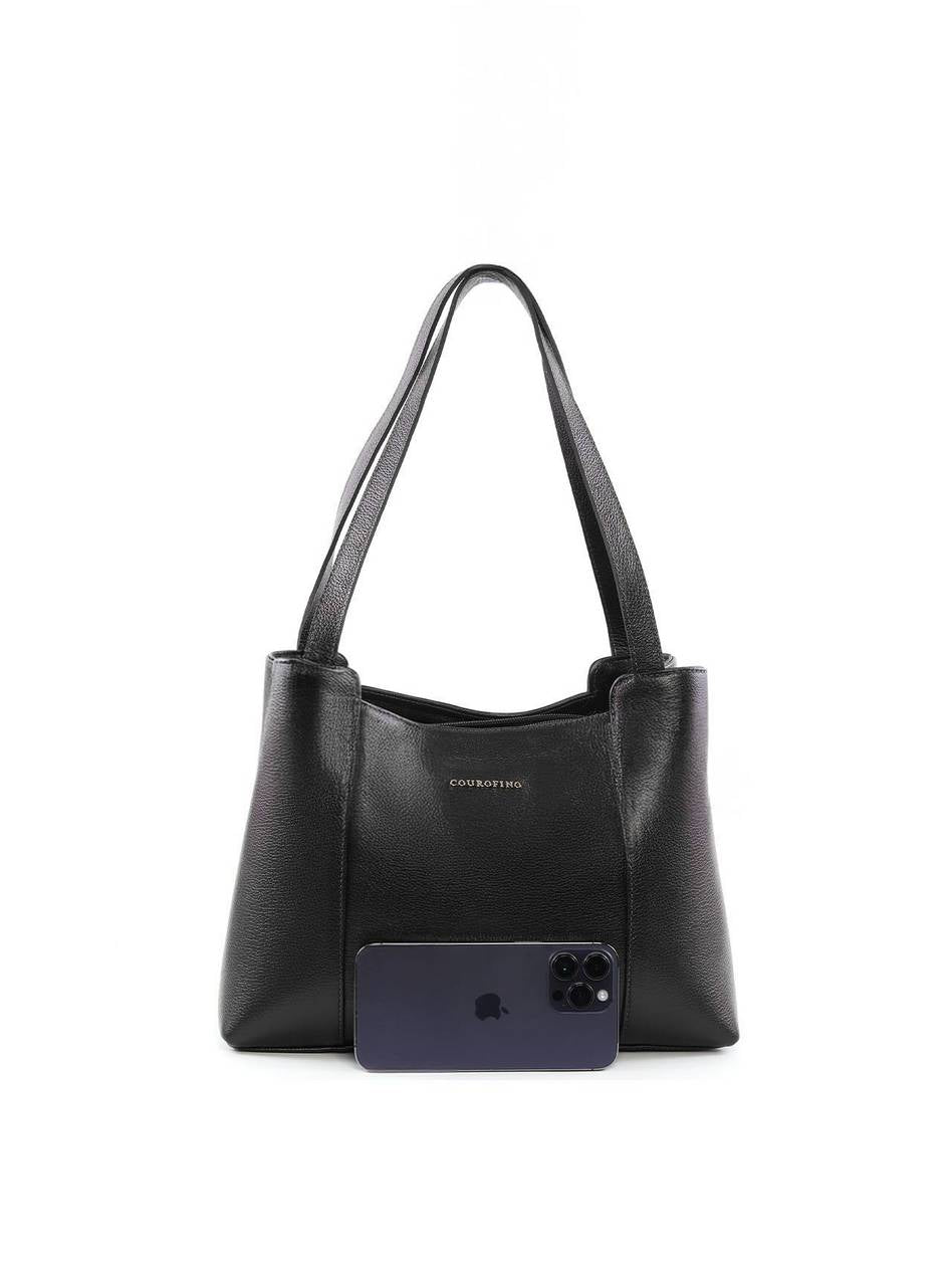 Bolsa Tote Quadrada com 3 Divisórias - Preta BSI-6398 - PR